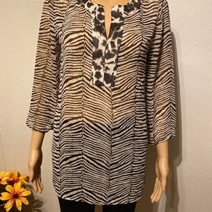 Chico’s tunic animal zebra print size 0